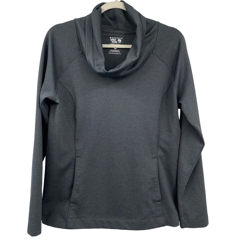 Mountain Hardwear Womens L Cowl Neck Pullover Charcoal Gray Black Long Sleeve Lg